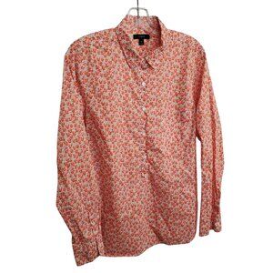 J Crew Womens Sze 12 Blouse Half Button Floral Popover Cotton Lightweight Preppy